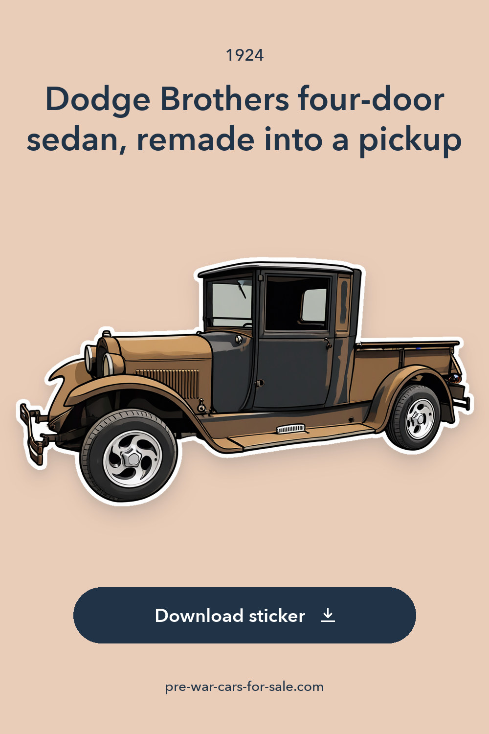 1924 Dodge Brothers four-door sedan, remade into a pickup sticker preview