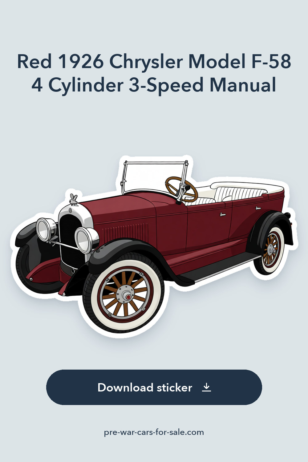 Red 1926 Chrysler Model F-58 4 Cylinder 3-Speed Manual sticker preview